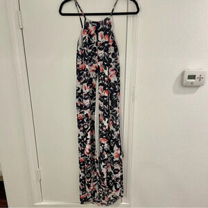 MISSGUIDED Floral Print Coverup Maxi Dress Black & White Split Sleeveless Size 4